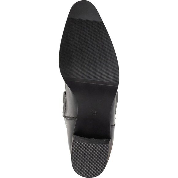 Women's Black 1 Pointy Toe Faux Leather Western Cowgirl Mid Calf Boots - Picture 6 of 6